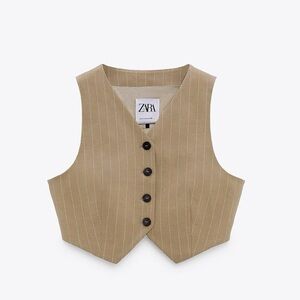 Zara Pinstripe Crop Vest